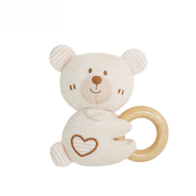 Organic Cotton Baby Rattle Set Soothing Chewable ToysBear organic cotton hand Ring (bag) Bear organic cotton hand Ring (bag) 