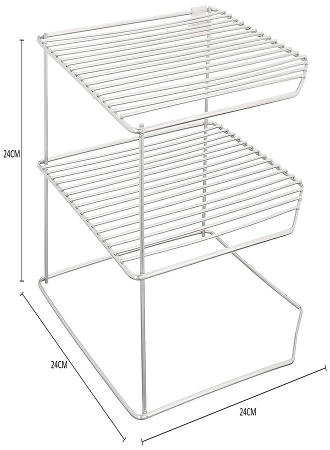 Homify Stainless Steel 3-Tier Countertop Storage Rack For Corners, Multipurpose Stainless Steel Kitchen Plate Dish Corner Rack Stand Holder, Corner Shelf - Image 2
