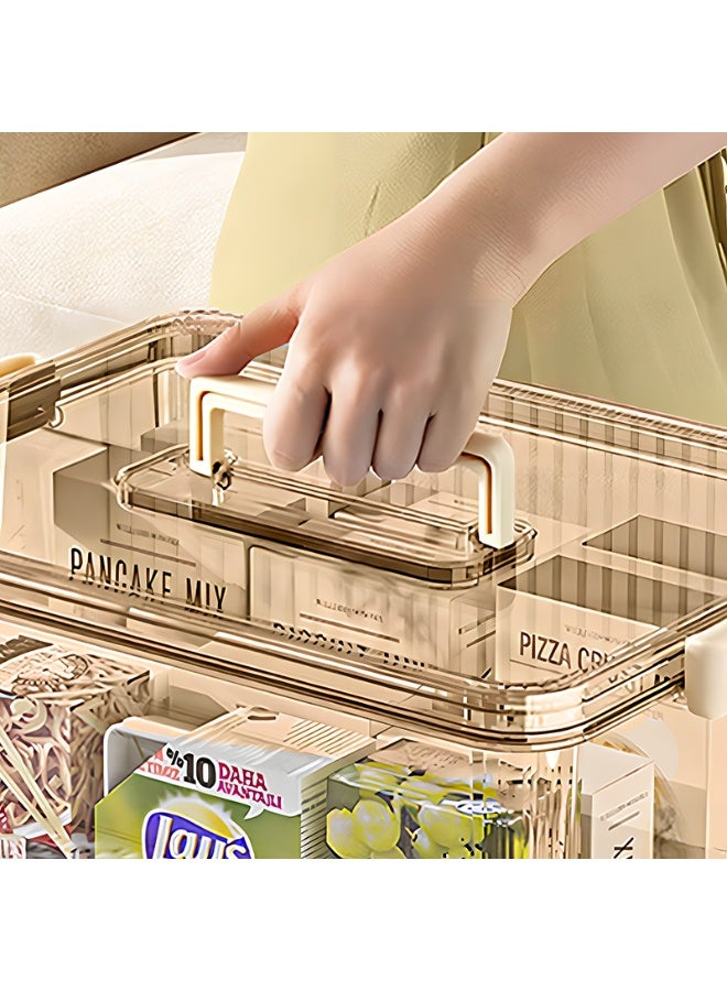 Noon East 1 Pack Medium Plastic Versatile Storage Organizer with Lid and Sealing Clip, Organizing Container for Home, Office, 34 x 25 x 20, Light Brown - Image 4