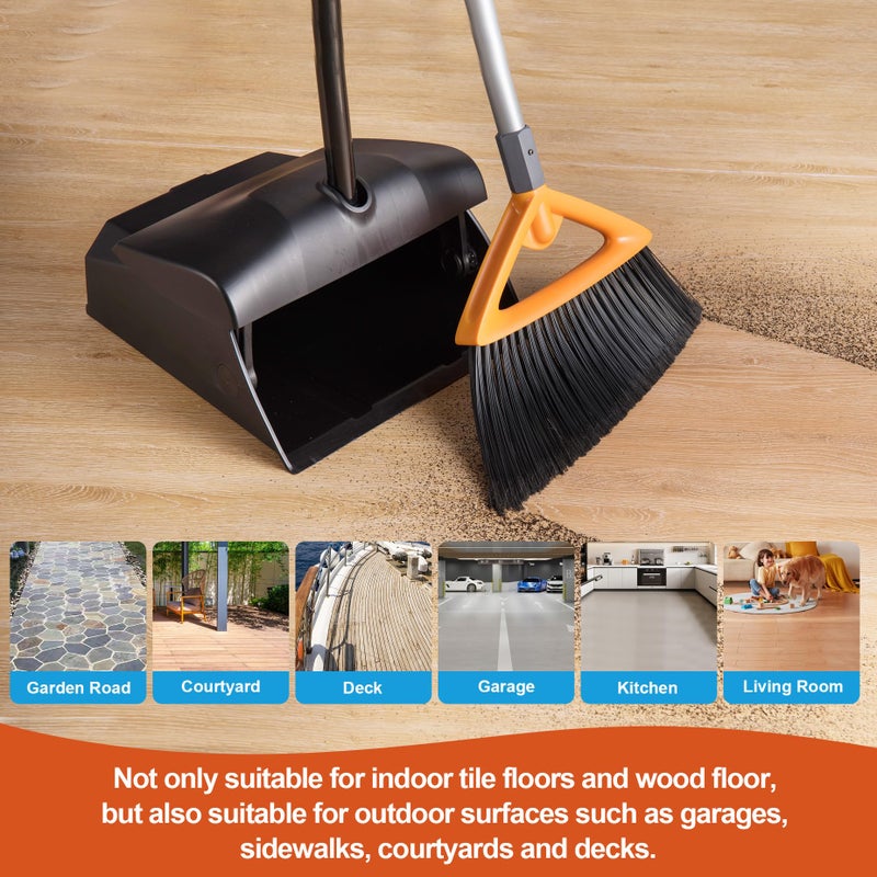CLEANHOME Outdoor Brooms for Sweeping Patio, Commercial Grade Heavy Duty Broom with Stiff Bristle for Sweeping Garage,Deck,Kitchen,Straw, Outside Broom for Cleaning Pet Hair,Weeds,Leaves,Grey - Image 5
