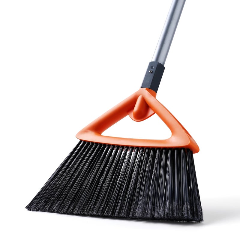 CLEANHOME Outdoor Brooms for Sweeping Patio, Commercial Grade Heavy Duty Broom with Stiff Bristle for Sweeping Garage,Deck,Kitchen,Straw, Outside Broom for Cleaning Pet Hair,Weeds,Leaves,Grey - Image 1