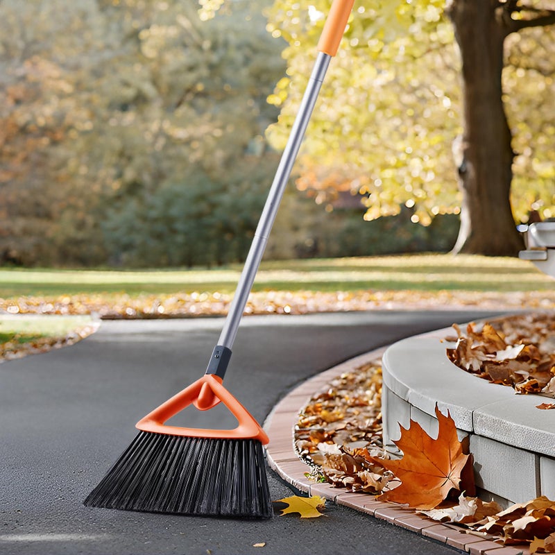 CLEANHOME Outdoor Brooms for Sweeping Patio, Commercial Grade Heavy Duty Broom with Stiff Bristle for Sweeping Garage,Deck,Kitchen,Straw, Outside Broom for Cleaning Pet Hair,Weeds,Leaves,Grey - Image 2