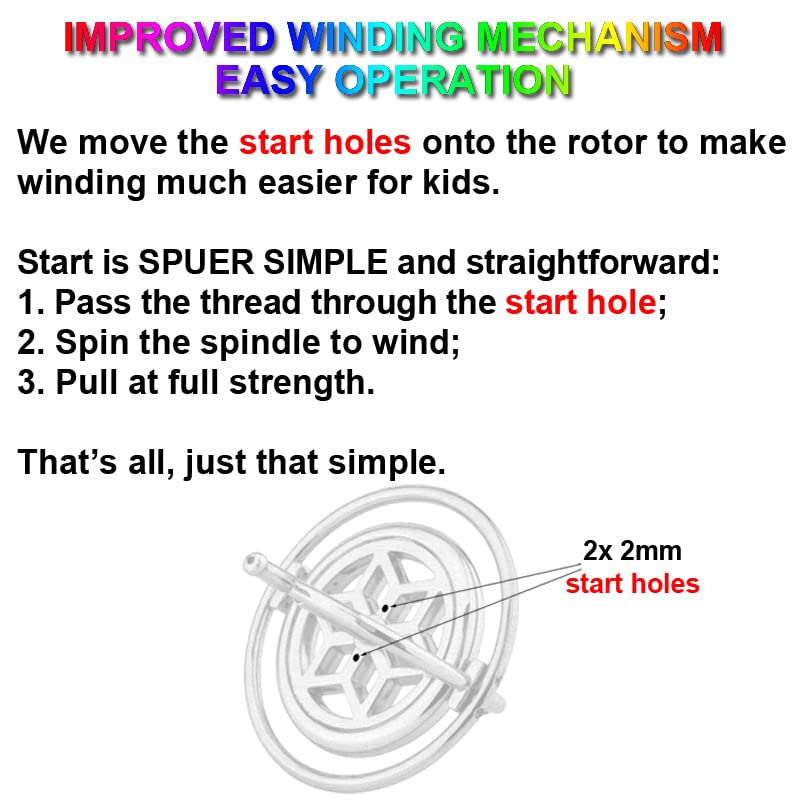 DjuiinoStar Premium Gyroscope: Sturdy&Durable, Pass 2nd Floor Drop Test, Long Spin Time (Play Tricks at Ease, Use Ball Bearings), Educational Physics Anti-Gravity Toy DG-5B - Image 4