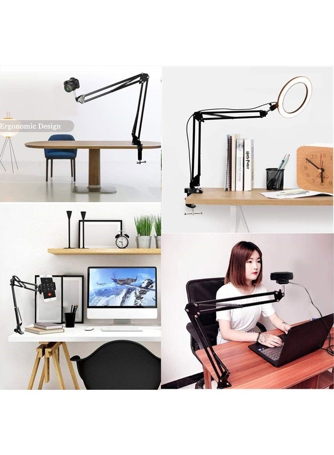 LenTok Overhead Tripod Mount for Camera Webcam Ring Light, Flexible Over Head Arm for iPhone with Phone Holder and Ball Head, Table Stand Accessory for Phone Video Recording Live Stream - Image 5