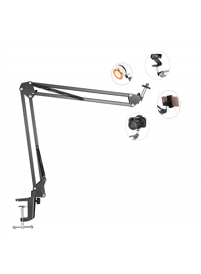LenTok Overhead Tripod Mount for Camera Webcam Ring Light, Flexible Over Head Arm for iPhone with Phone Holder and Ball Head, Table Stand Accessory for Phone Video Recording Live Stream - Image 1