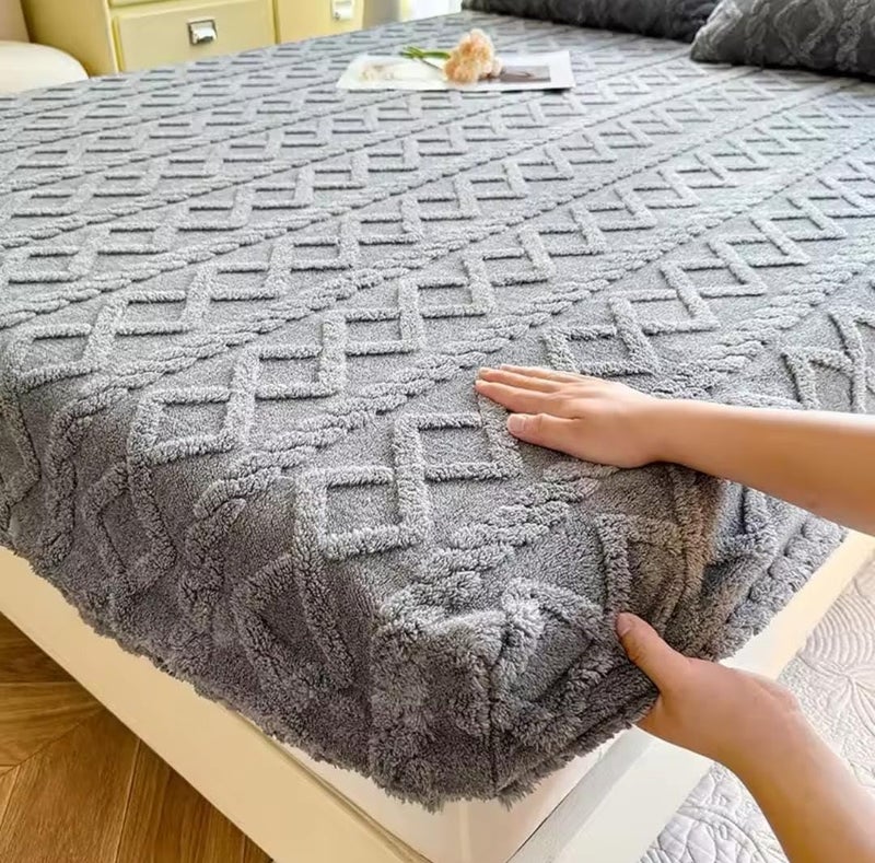 Generic Jacquard Bedding Set, 150/160 cm, Grey Textured Pattern, 3-Piece Collection .sr (gray, 160cm) - Image 1