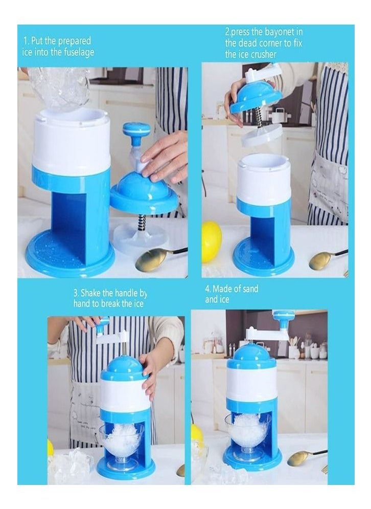 Arabest - Portable Ice Crusher and Shaved Ice Machine with Free Ice Cube Trays Manual Crushed Ice Crusher Shaver For Kids Home (Light Blue) - Image 1