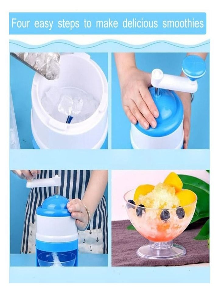 Arabest - Portable Ice Crusher and Shaved Ice Machine with Free Ice Cube Trays Manual Crushed Ice Crusher Shaver For Kids Home (Light Blue) - Image 1