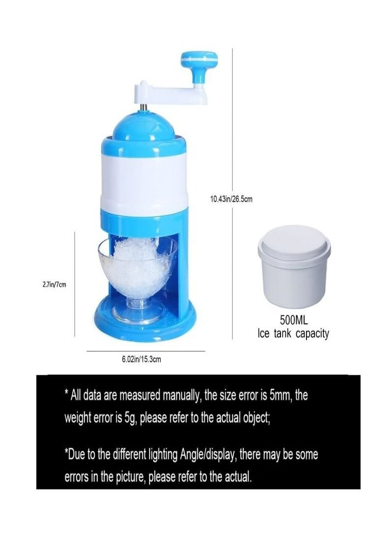 Arabest - Portable Ice Crusher and Shaved Ice Machine with Free Ice Cube Trays Manual Crushed Ice Crusher Shaver For Kids Home (Light Blue) - Image 1