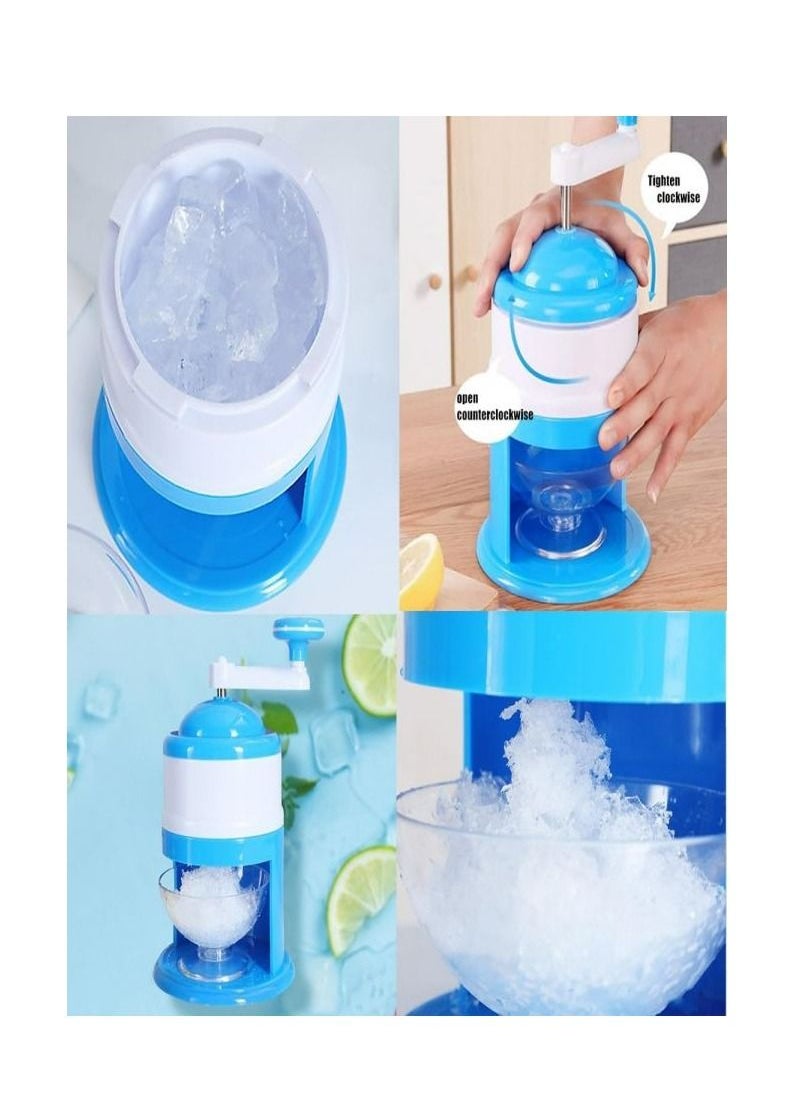 Arabest - Portable Ice Crusher and Shaved Ice Machine with Free Ice Cube Trays Manual Crushed Ice Crusher Shaver For Kids Home (Light Blue) - Image 1