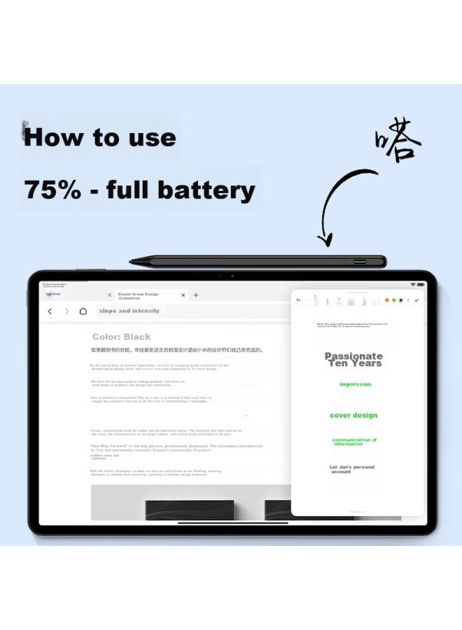 Canghua Compatible With Xiaomi Inspiration Stylus, Xiaomi Tablet 7/6pro/max/6spro/5/5pro/redmi Writing Pen, Pad Computer Touchscreen Pen, Penci Alternative Capacitive Pen, Black - Image 2
