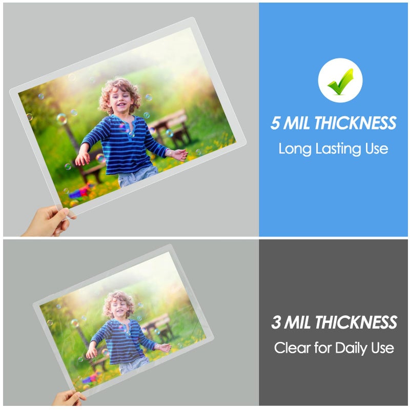 KTRIO 5 Mil Laminating Sheets 150 Pack, Various Sizes Thermal Laminating Pouches, Clear Laminate Sheets for Letter Size, Photos, Notecards, ID Badges, Business Cards, Compatible with Laminators - Image 3