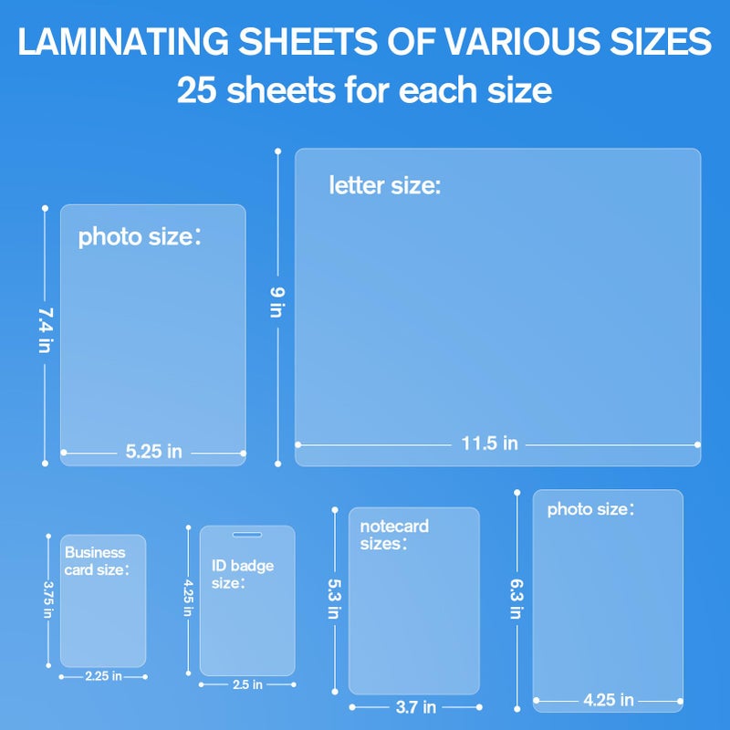 KTRIO 5 Mil Laminating Sheets 150 Pack, Various Sizes Thermal Laminating Pouches, Clear Laminate Sheets for Letter Size, Photos, Notecards, ID Badges, Business Cards, Compatible with Laminators - Image 2