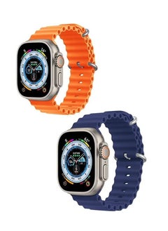 Ultra Smart Watch And Sports Watch With Two Straps, Orange And Sky Blue Combo