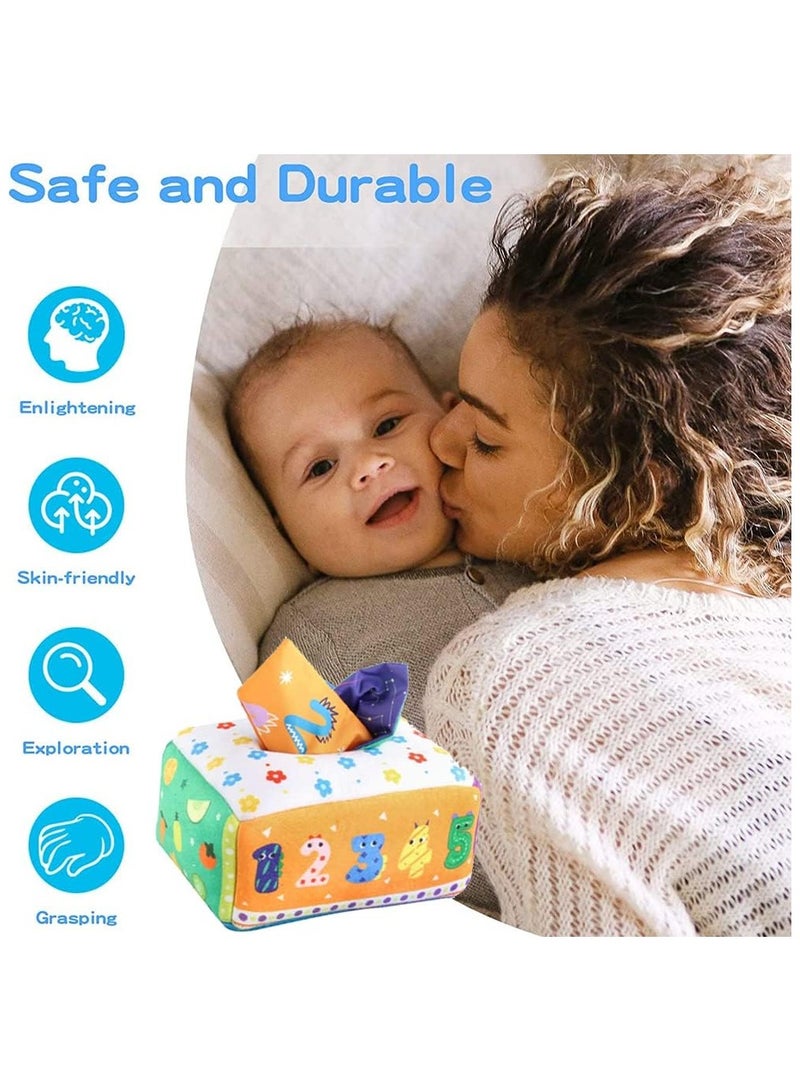 Soofam Baby Tissue Box Toy, Baby Montessori Soft Box Toy Set, Soft Newborn Sensory Toy,Suitable For 6-12 Months Old Children Magic Box Toy Or Preschool Education Toy Gift - Image 2