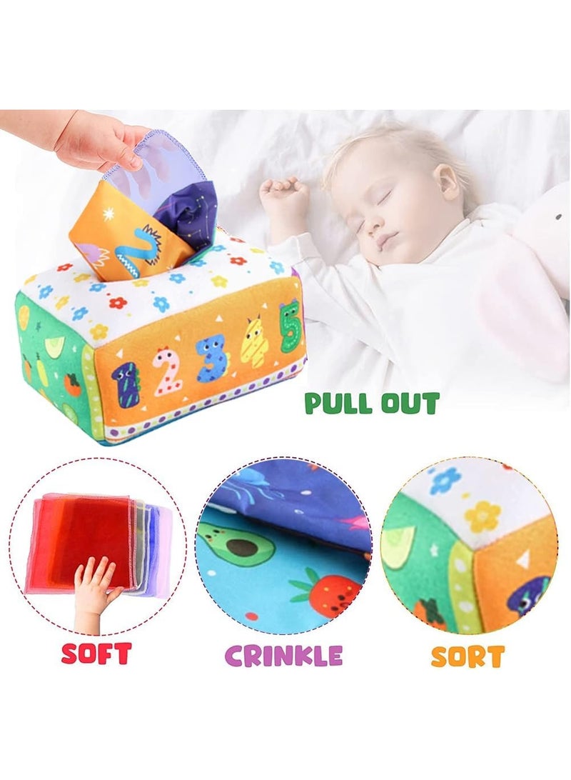 Soofam Baby Tissue Box Toy, Baby Montessori Soft Box Toy Set, Soft Newborn Sensory Toy,Suitable For 6-12 Months Old Children Magic Box Toy Or Preschool Education Toy Gift - Image 3