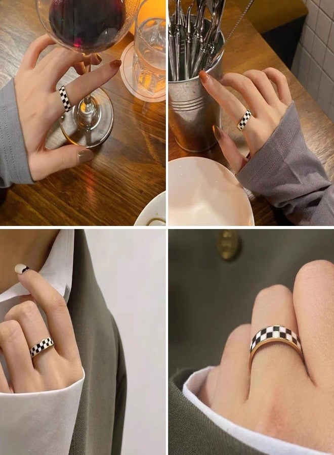 كايناير خواتم كاينير مطلية بالذهب عيار 14 قيراطًا، مقاس 6 مم، بتصميم مربعات مصقولة، خاتم إصبع السبابة، مريح، مقاسات من 5 إلى 9 - Image 3