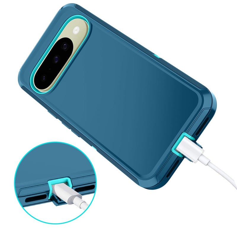 I-HONVA for Google Pixel 10 Case/Pixel 10 Pro Case Shockproof Dust/Drop Proof 3-Layer Full Body Protection [Without Screen Protector] Rugged Heavy Duty Cover for Pixel 10/10 Pro,Turquoise - Image 5