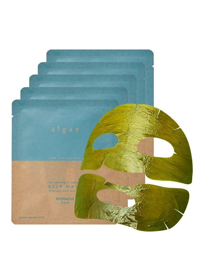 Whamisa Fresh Algae Skin Soothing & Radiance Kelp Mask Set (5Ea) 100% Real Kelp Made Organic Face Sheet Mask Brightening Antiwrinkle Moisturizing Sheet Mask Skin Radiance Texture Tighten Pores Korean Skincare  - Image 2