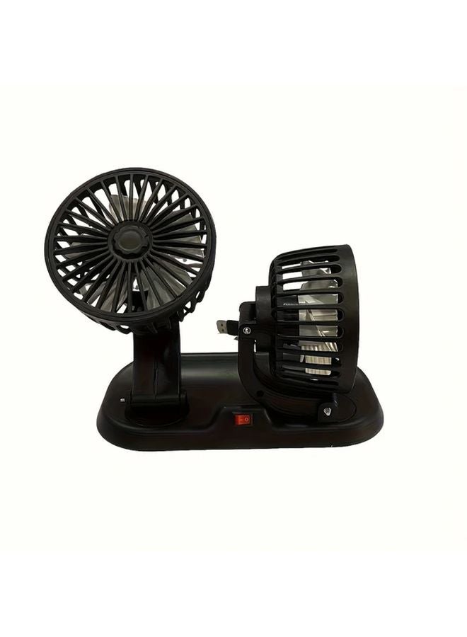 Black 5V Portable Dual Head Car Fan With 360 Degree Rotation USB Air Cooling - Image 4
