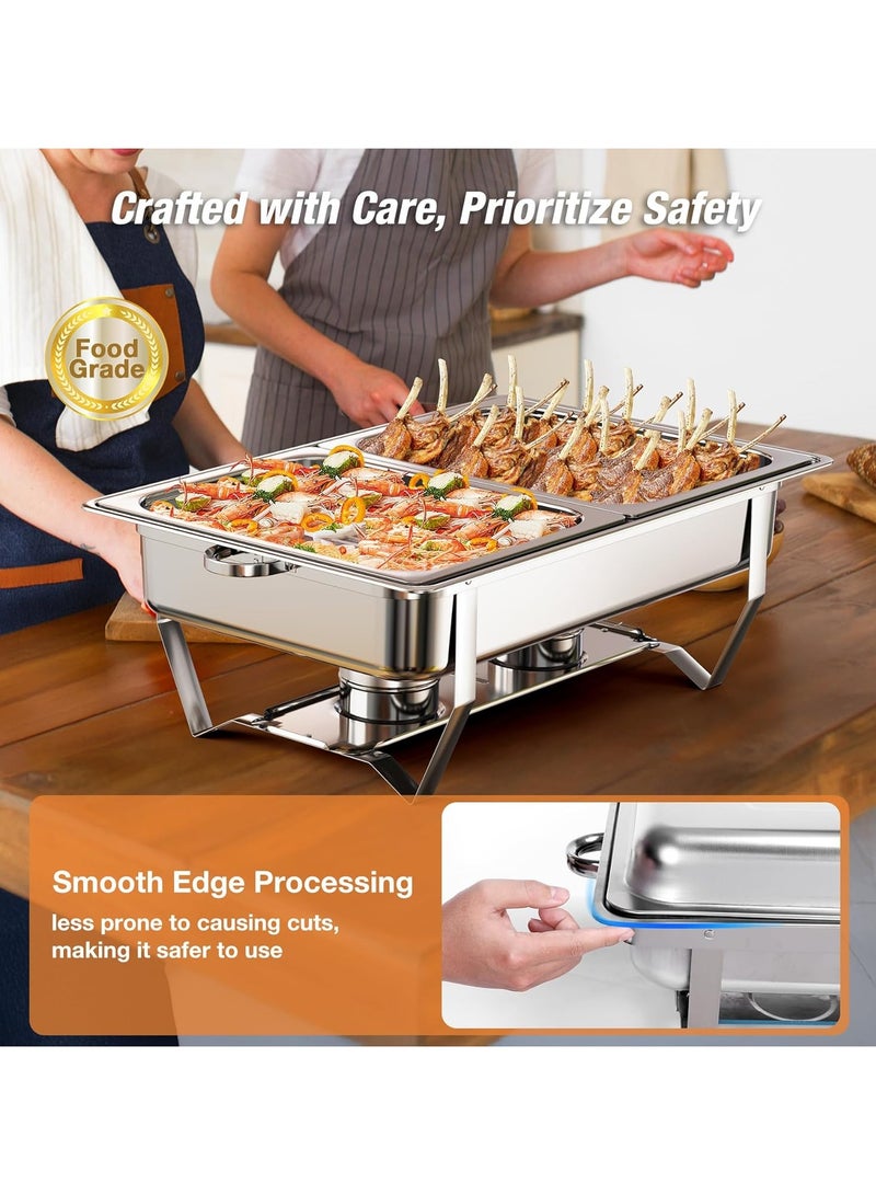 VUCATIN Chafing Dish Buffet Set Stainless Steel Silver Catering Warmer Set 3-Grid Food Tray Thick Stand Frame for Kitchen Banquet  - Image 2