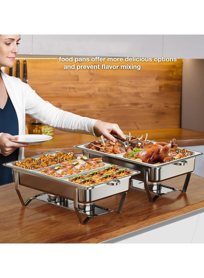 VUCATIN Chafing Dish Buffet Set Stainless Steel Silver Catering Warmer Set 3-Grid Food Tray Thick Stand Frame for Kitchen Banquet  - Image 3