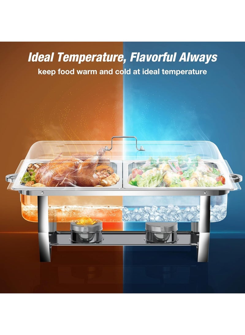 VUCATIN Chafing Dish Buffet Set Stainless Steel Silver Catering Warmer Set 3-Grid Food Tray Thick Stand Frame for Kitchen Banquet  - Image 5
