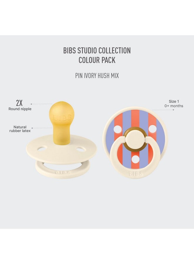 بيبس لهايات بيبس - عبوة من قطعتين من كولور ستوديو | لهاية أطفال بحلمة مستديرة | لهاية من المطاط الطبيعي خالية من مادة BPA | صُنعت في الدنمارك | مقاس من 0+ أشهر | دبوس عاجي غامق - Image 2