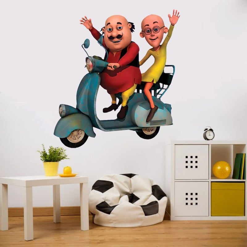 Design Zoo Motu Patlu on Scooter Wall Sticker