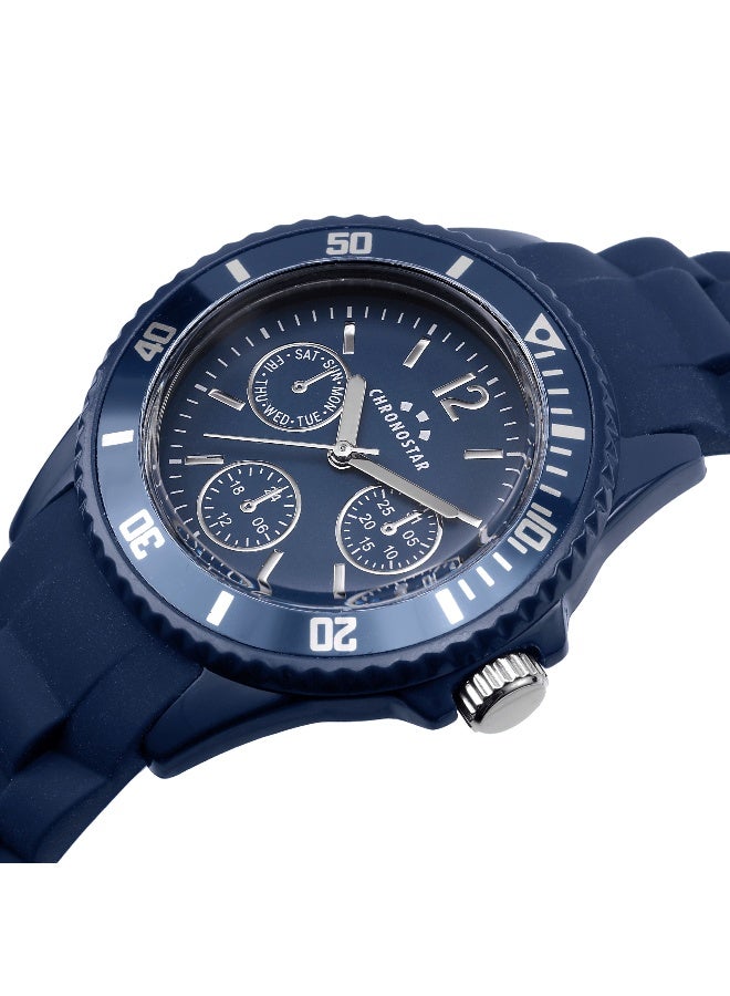 Chronostar Men's Blue Round Chronograph Dial with Blue Silicone Band Watch - 35mm - R3751288012 - Image 2