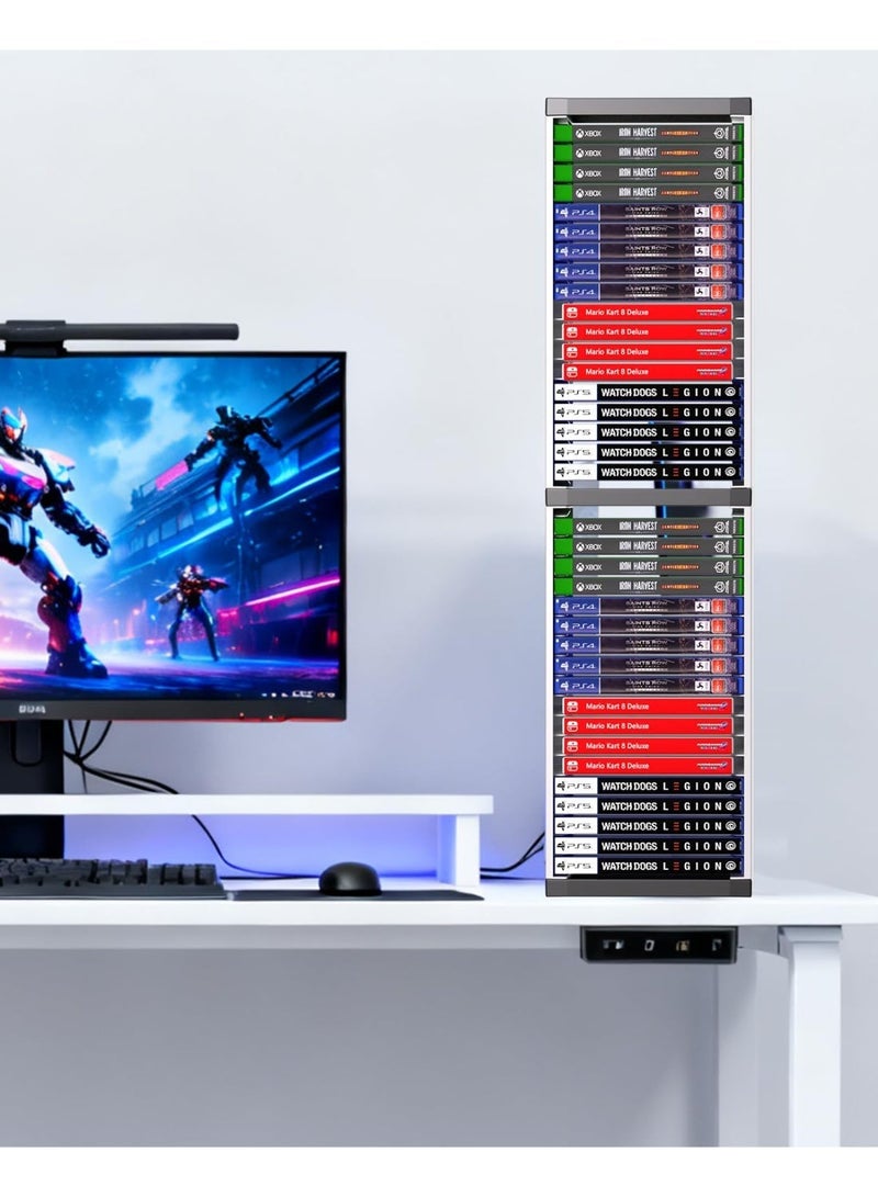 دوبي حامل تخزين ألعاب الفيديو، حامل أقراص ألعاب عالمي لأجهزة PS5/ PS4/ PS3/ Switch/ Xbox Series S & X/Xbox one Game، يتسع لـ 36 قرص ألعاب - Image 4