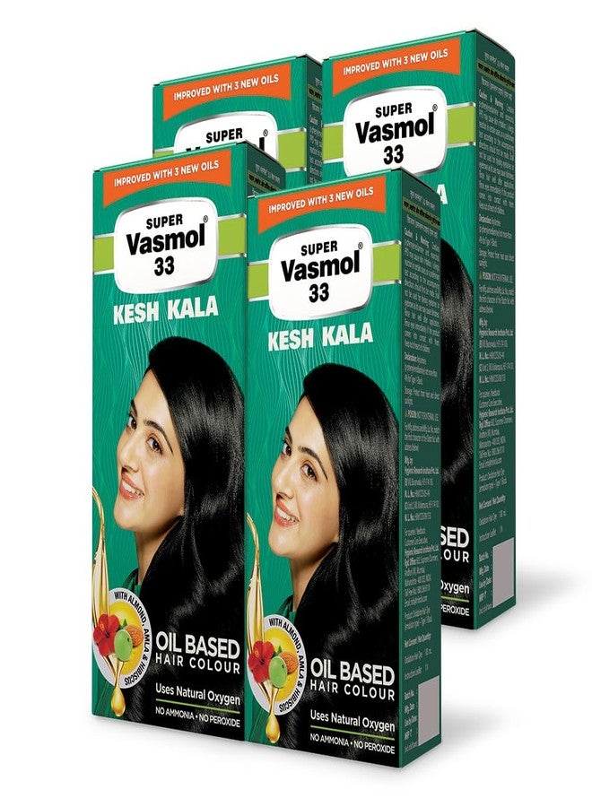 Vasmol Super 33 Kesh Kala 75Ml - Pack Of 4 I Black Colour I Oil Based Hair Colour I Improved With 3 New Oils I No Ammonia, No Peroxide - Image 1