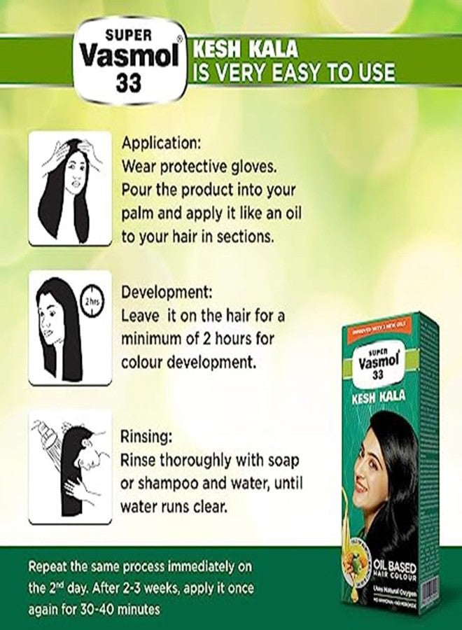Vasmol Super 33 Kesh Kala 75Ml - Pack Of 4 I Black Colour I Oil Based Hair Colour I Improved With 3 New Oils I No Ammonia, No Peroxide - Image 3