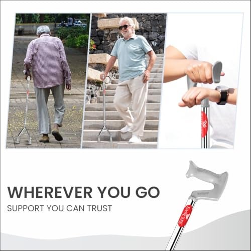 EASYCARE® Premium Walking Stick | Lightweight Aluminium with 10 Height Levels Adjustable | Ergonomic Handle, Anti-Slip Base | Support for Old Age Seniors, Men, Women & Patients (High Rise 4 Legs) - Image 5