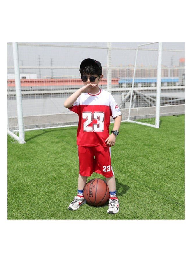Children's Basketball Uniform Set, Summer Clothing, Medium And Large Children's Men's And Women's Uniforms, Training Sportswear, Sweat-absorbent And Sweat-wicking Basketball Jersey, Short-sleeved