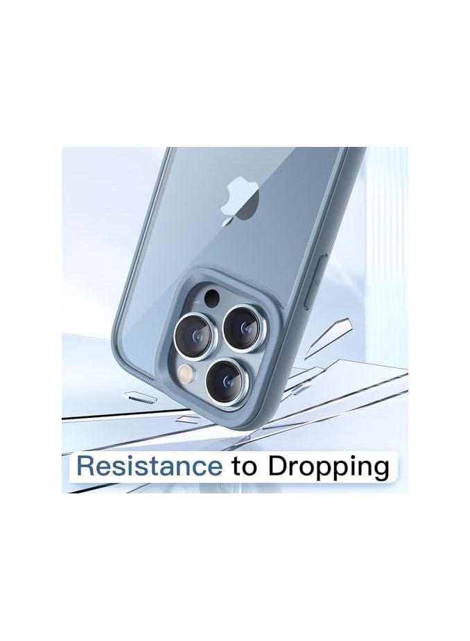 جي تيك حافظة JETech لهاتف iPhone 13 Pro مقاس 6.1 بوصة، غطاء ممتص للصدمات للهاتف، إطار من مادة TPU بلون سادة غير لامع، ظهر شفاف مضاد للخدش (أزرق سييرا) - Image 3