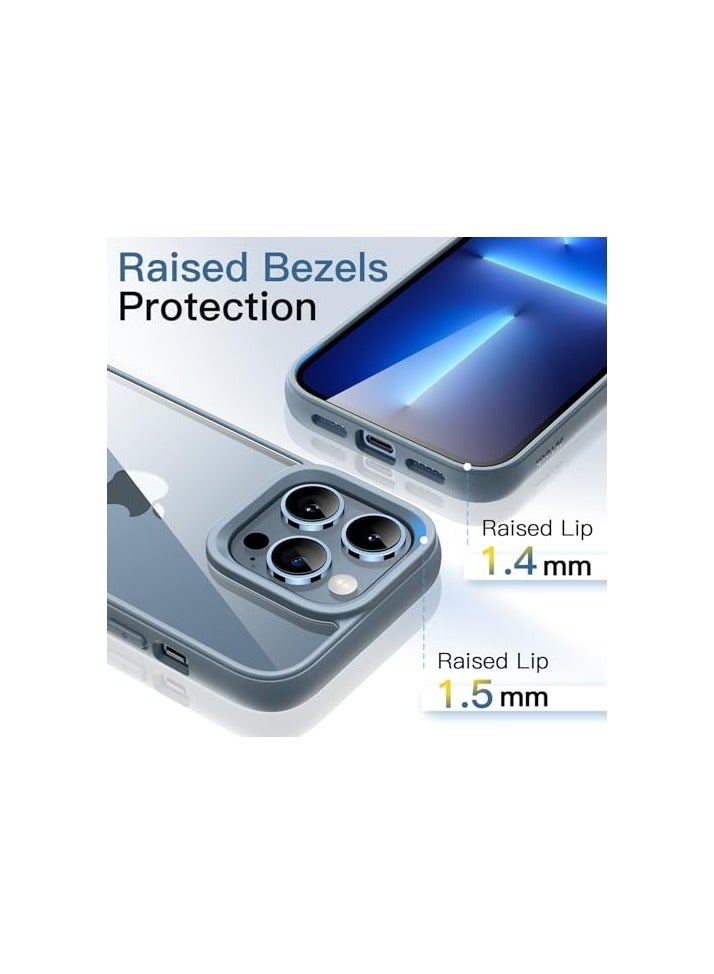 جي تيك حافظة JETech لهاتف iPhone 13 Pro مقاس 6.1 بوصة، غطاء ممتص للصدمات للهاتف، إطار من مادة TPU بلون سادة غير لامع، ظهر شفاف مضاد للخدش (أزرق سييرا) - Image 5