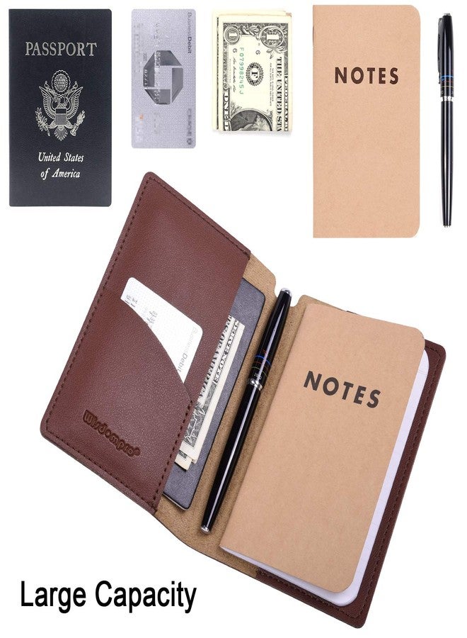 Wisdompro Journal Cover, 2 Pack PU Leather Notebook Cover for Field Notes,or other 3.5" x 5.5" Pocket Notebooks - Brown - Image 3