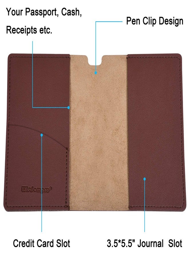 Wisdompro Journal Cover, 2 Pack PU Leather Notebook Cover for Field Notes,or other 3.5" x 5.5" Pocket Notebooks - Brown - Image 5