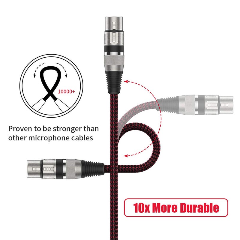 BIFALE 15ft 2Pack Nylon Braided Microphone Cable - Balanced XLR Female to 1/4" TRS Heavy Duty Mic Cable - Image 4