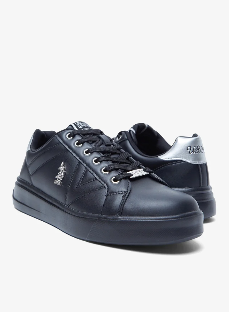 U.S. Polo Assn. Black Women's Full Black Low-Top Sneakers - Fashionable Lace-Up Style Shoes, Perfect for Everyday Casual Outfits for Women | Best Price UAE