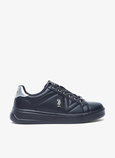 U.S. Polo Assn. Women's Full Black Low-Top Sneakers - Fashionable Lace-Up Style Shoes, Perfect for Everyday Casual Outfits
