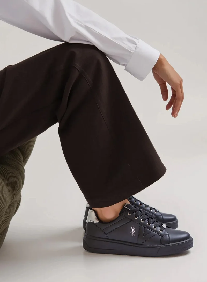 U.S. Polo Assn. Black Women's Full Black Low-Top Sneakers - Fashionable Lace-Up Style Shoes, Perfect for Everyday Casual Outfits for Women | Best Price UAE