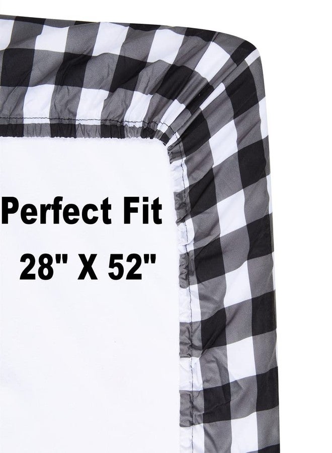 FIGEPO 4 Pack Buffalo Check Plaid Neutral Unisex Fitted Baby Crib Sheets Set for Baby Boys or Girls (Black) - Image 3