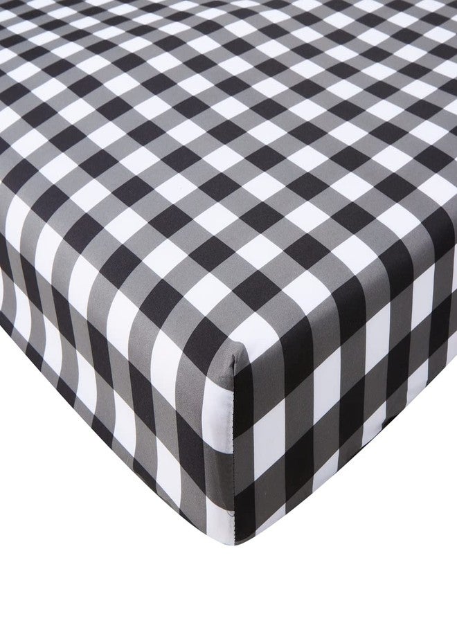 FIGEPO 4 Pack Buffalo Check Plaid Neutral Unisex Fitted Baby Crib Sheets Set for Baby Boys or Girls (Black) - Image 5