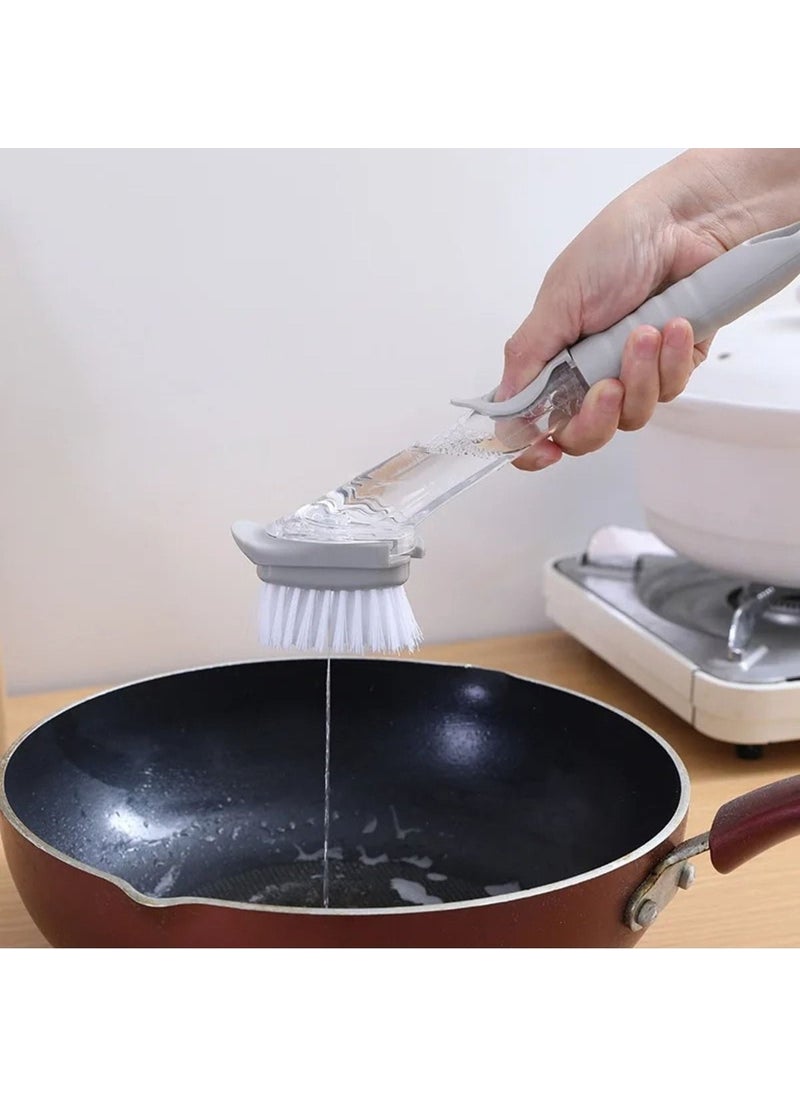 Yıldızhane Detergent Chamber Handled Dish Brush Hard Sponge Brush Bath Brush 2 Spare Sponge+Brush  - Image 2