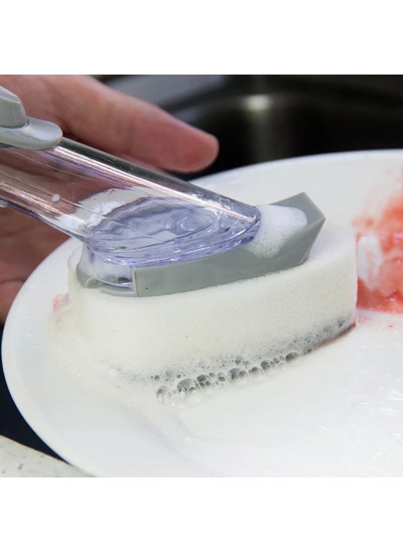 Yıldızhane Detergent Chamber Handled Dish Brush Hard Sponge Brush Bath Brush 2 Spare Sponge+Brush  - Image 4