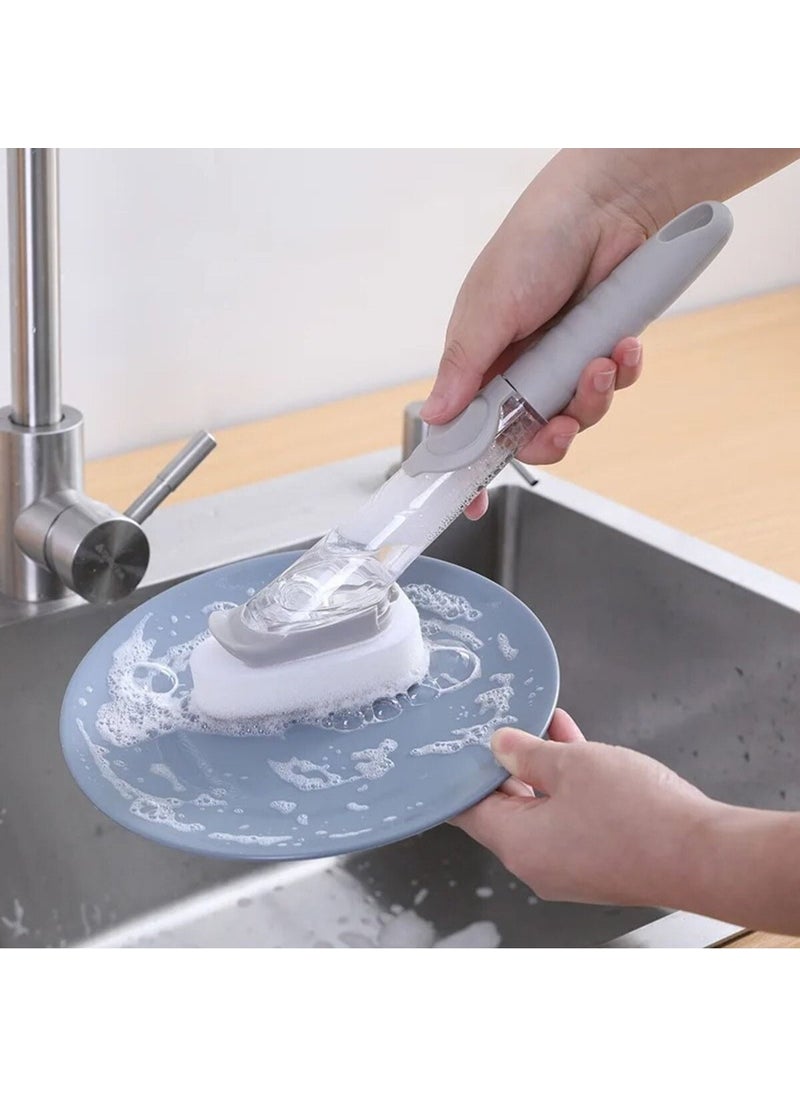 Yıldızhane Detergent Chamber Handled Dish Brush Hard Sponge Brush Bath Brush 2 Spare Sponge+Brush  - Image 3