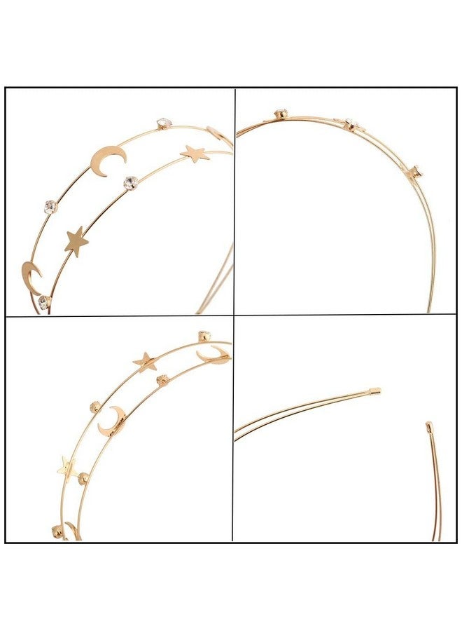 El Regalo Double Layer Retro Star Moon Pearl Rhinestone Hairband/Headband for Kids/Girls & Women - Wedding Fashion Hair Accessories - Image 3