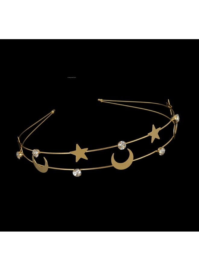 El Regalo Double Layer Retro Star Moon Pearl Rhinestone Hairband/Headband for Kids/Girls & Women - Wedding Fashion Hair Accessories - Image 5